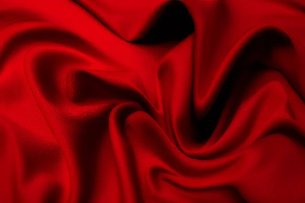 Lindo Tecido Drapeado Tecido Vermelho Para Decoração Com Dobras Decorativas — Fotografia de Stock