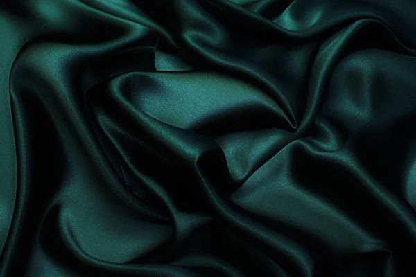 丝绸面料缎子颜色是深绿色的 — 图库照片