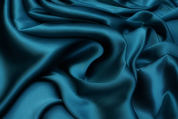 Tecido Seda Cetim Cor Azul Textura Fundo Padrão — Fotografia de Stock