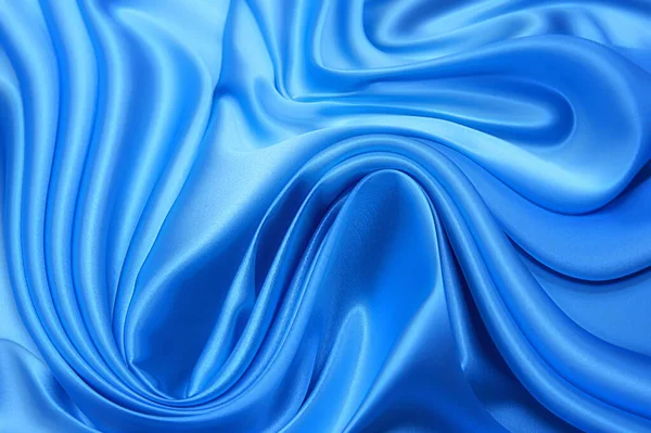 Gładka Elegancka Niebieska Jedwabna Lub Satynowa Luksusowa Tkanina Może Służyć — Zdjęcie stockowe