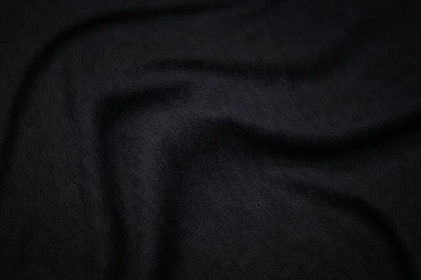 Bársony Selyem Pamut Vagy Gyapjúszövet Sötétszürke Vagy Fekete Szín Textúra — Stock Fotó