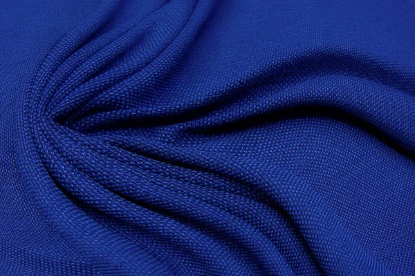 Tissu Bleu Texture Fond Tissu Ondulé Couleur Bleu Doux Satin — Photo