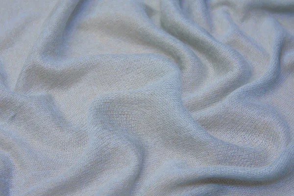 Tissu Bleu Texture Fond Tissu Ondulé Couleur Bleu Doux Satin — Photo