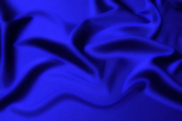 Μπλε Υφασμάτινη Υφή Φόντο Κυματιστό Ύφασμα Απαλό Μπλε Χρώμα Πολυτελές — Φωτογραφία Αρχείου
