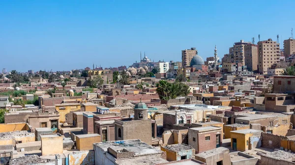 Vista Ciudad Cairo Con Casas Edificios Residenciales Densamente Poblados —  Fotos de Stock