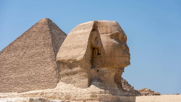 Grande Sfinge Piramidi Famosa Meraviglia Del Mondo Giza Egitto — Foto Stock