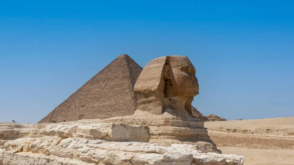 Grote Sfinx Piramiden Beroemde Wereldwonder Gizeh Egypte — Stockfoto