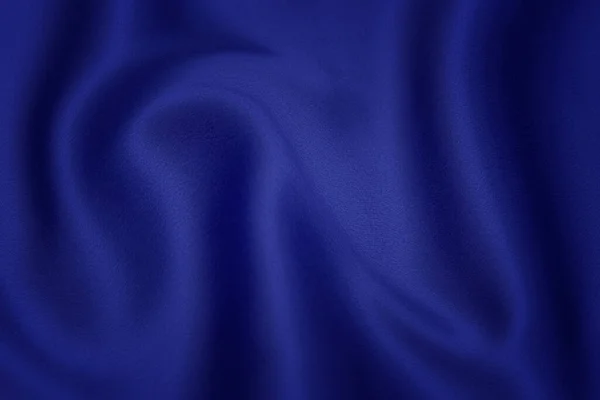 Fundo Textura Tecido Azul Tecido Ondulado Cor Azul Suave Cetim — Fotografia de Stock