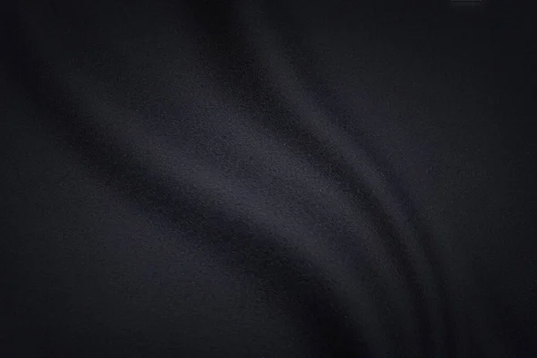 Schwarzer Stoff Textur Hintergrund Welliges Gewebe Rutschige Schwarze Farbe Luxus — Stockfoto