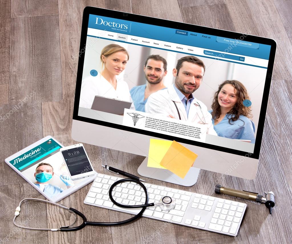 Wood Doctor S Desk In High Definition With Laptop Tablet And Mo