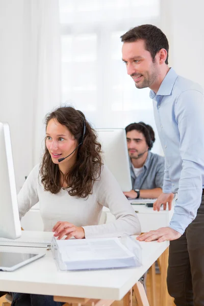 Manager training young attractive people — Stock Photo, Image