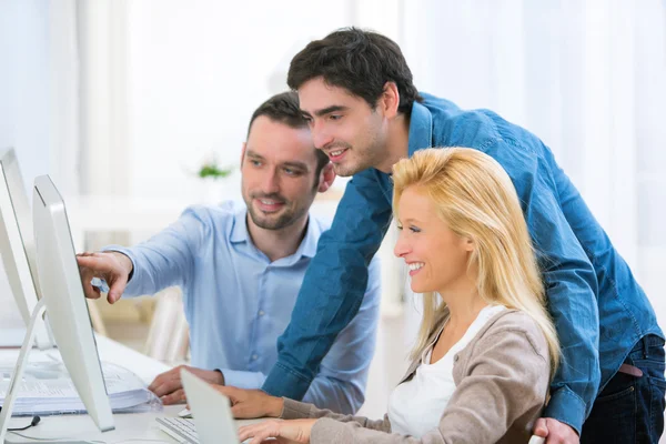 Group of young active people working together — Stock Photo, Image