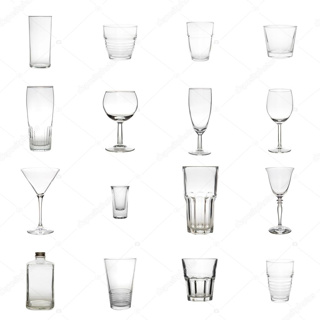 Collection of Glasses isolated on a white background