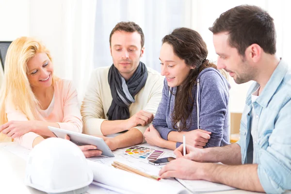 Architect students having a meeting at school