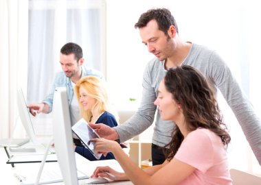 Young attractive people taking a training course clipart