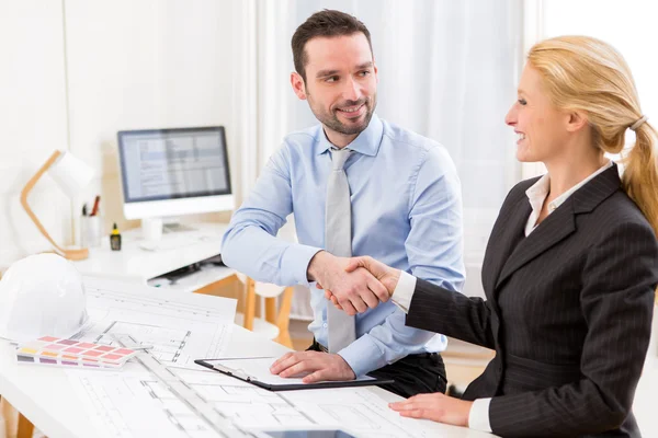 Engineer and architect working at the office — Stock Photo, Image