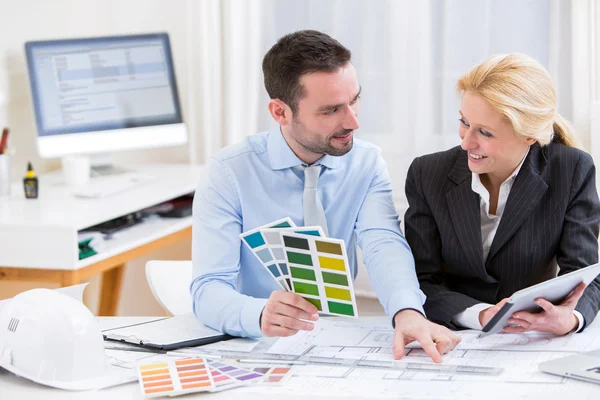 Engineer and architect working at the office — Stock Photo, Image