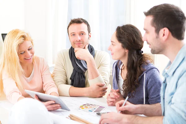 Architect students having a meeting at school — Stock Photo, Image