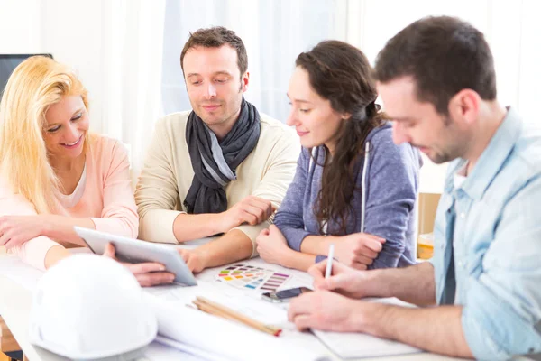 Architect students having a meeting at school — Stock Photo, Image