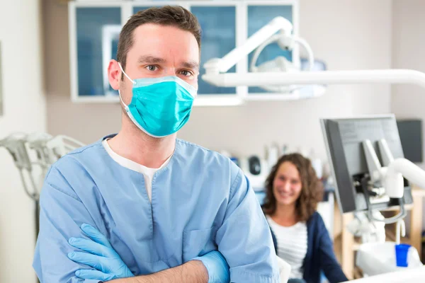 Portrait of a young attractive dentist in his office — Stock Photo, Image