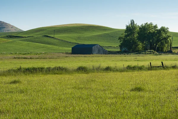 Pajta és hills — Stock Fotó