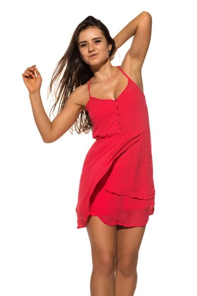 Vestido vermelho brilhante — Fotografia de Stock