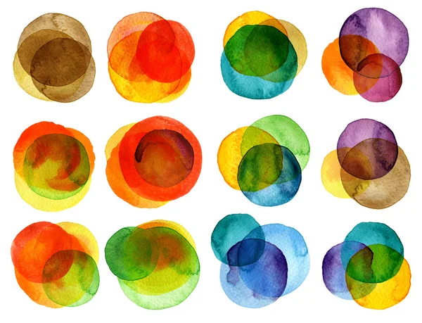 Watercolor hand painted circles collection — Stock Photo, Image