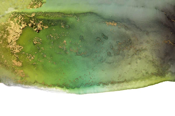 Soyut Suluboya Akrilik Akış Lekesi Resmi Yeşil Renkli Tuval Mermer — Stok fotoğraf