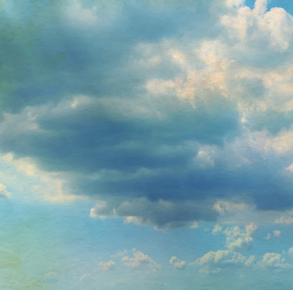 Gökyüzü bulutlu dokulu grunge tarzı. suluboya kağıdı overl — Stok fotoğraf