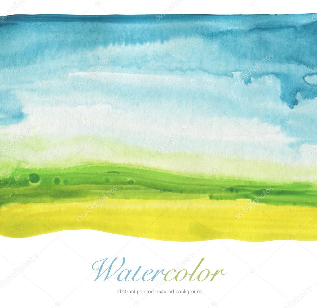 Abstract watercolor hand painted landscape background. Textured 