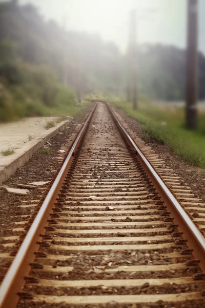 Landscape with railroad rails — Stock Photo, Image