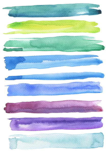 Conjunto de pinceladas de color acuarela. Aislado sobre blanco . — Foto de Stock