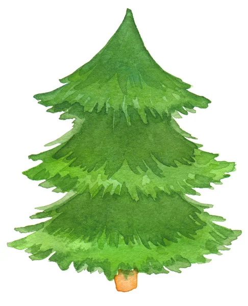 Aquarel hand beschilderde kerstboom. Textuur papier. — Stockfoto