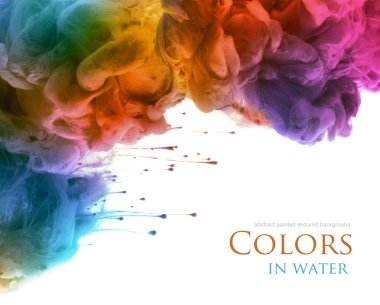 Akrilik renkler ve mürekkep su. arka plan.