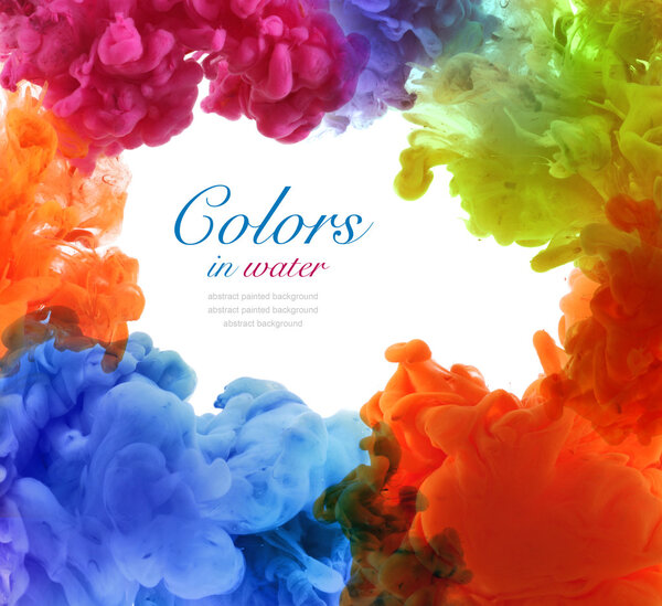 Акриловые краски в воде. Абстрактный фон.