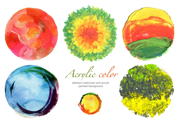 Abstract circle acrylic and watercolor painted design elements. — Stock Photo, Image