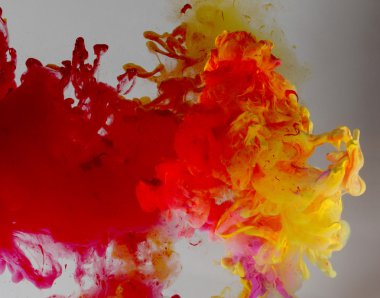 Akrilik renkler ve mürekkep su. arka plan.