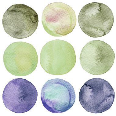 Suluboya elle boyanmış daire koleksiyonu