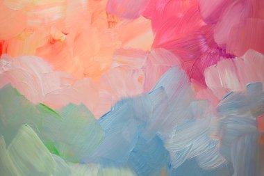 Sanat yağı, akrilik leke bezi boya duvarı. Soyut doku pastel renk lekesi fırça darbesi dokusu arkaplanı.