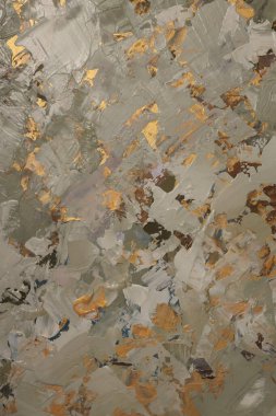 Sanat yağı, akrilik fırça darbesi lekesi leke giderici duvar boyası. Soyut doku altın, gri, bej, bronz leke arkaplan.