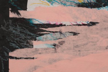 Yırtık, yırtık kağıt parçaları çatlak yama Posteri kopyalanmış uzay dokusu parçalanmış arkaplan. Siyah, bej, pembe