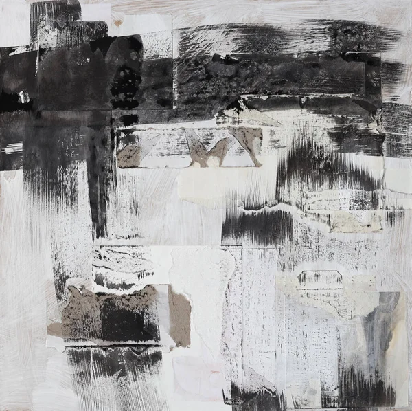 Yırtık, yırtık çatlak kağıt parçaları, mürekkep boyası fırça darbesi. Siyah, bej beyaz kopya alanı grunge tahıl dokusu Poster arkaplanı.