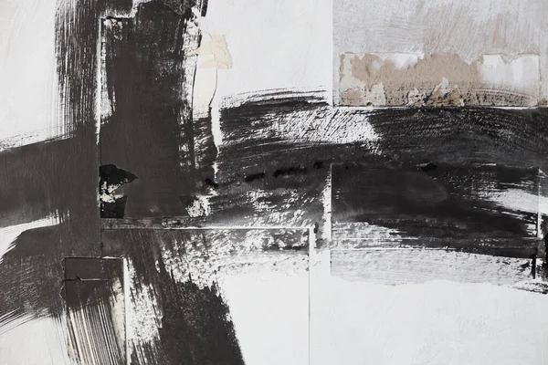 Yırtık, yırtık çatlak kağıt parçaları, mürekkep boyası fırça darbesi. Siyah, bej beyaz kopya alanı grunge tahıl dokusu Poster arkaplanı.