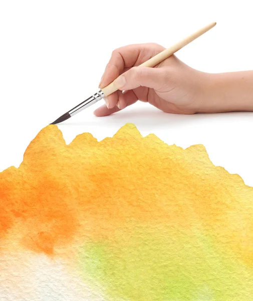 Hand mit Pinsel und Farbe gemalten Hintergrund — Stockfoto