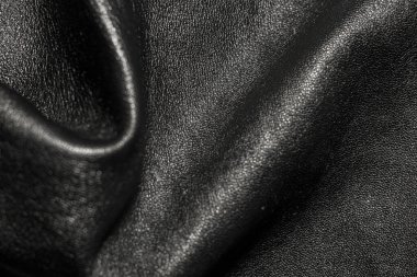 siyah deri dokular. Soyut siyah arkaplan, deri doku, makro. Siyah deri arka plan. Kapat..