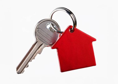 house key with red  house isolated on white
