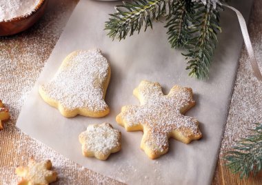 christmas cookies with sugar, close up