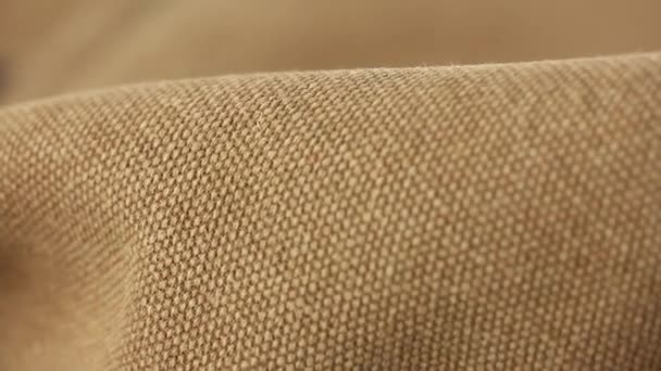 Pohyb Kusu Žluté Nebo Khaki Plachtoviny Textilní Materiál Makro Zblízka — Stock video