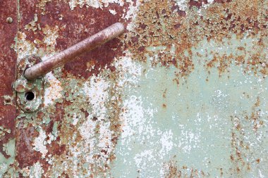 eski paslı metal kapı kolu ve anahtar deliği, doku ile parçası