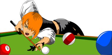 şortla Bilardo oynayan kadın